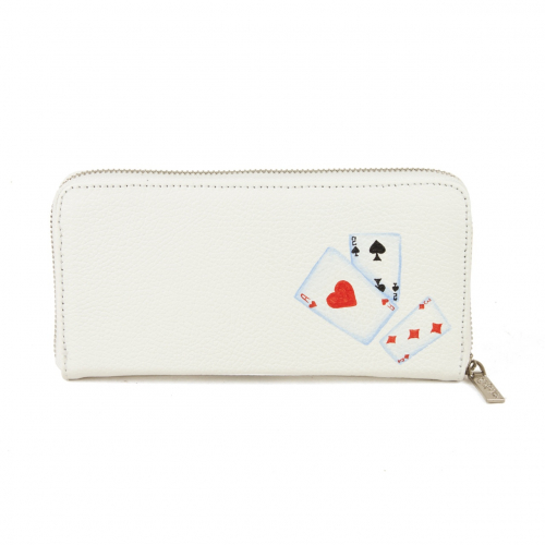 Длинный кошелёк на молнии с росписью ручной работы "Белый кролик" - кожаный женский кошелек-портмоне ручной работы с рисунком на заказ |  Sumnizza фото 2