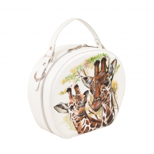 Женская полукруглая сумка "Сафари" - круглая кожаная женская сумка ручной работы с рисунком |  Sumnizza фото 2