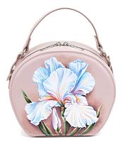 Полукруглая женская сумка с росписью "Белый ирис" ручной работы на заказ