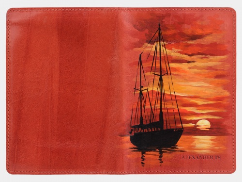 Обложка для паспорта с отделением для карт "Рассвет" - кожаный женский кошелек-портмоне ручной работы с рисунком на заказ |  Sumnizza фото 2