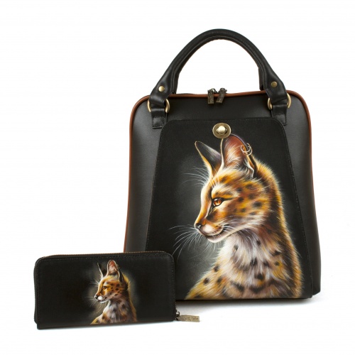 Женский кошелек-портмоне из кожи с росписью "Рысь" - кожаный женский кошелек-портмоне ручной работы с рисунком на заказ |  Sumnizza фото 2