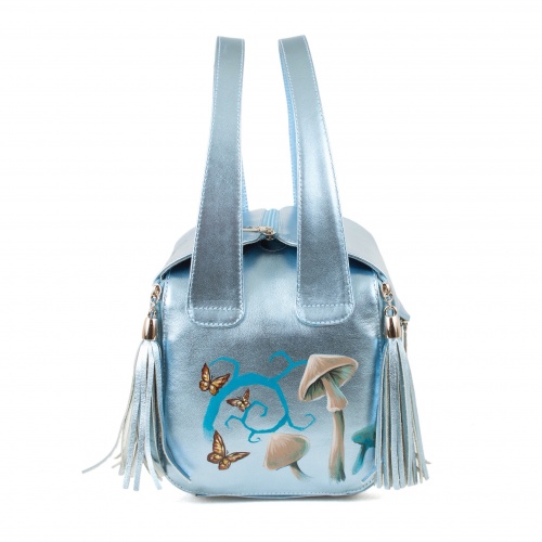 Молодежная квадратная сумка "Весёлый Чешир" ручной работы с рисунком и вышивкой на заказ
 фото 5