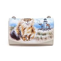 Кошелек-клатч на цепочке с росписью "Морской котик" ручной работы с рисунком на заказ