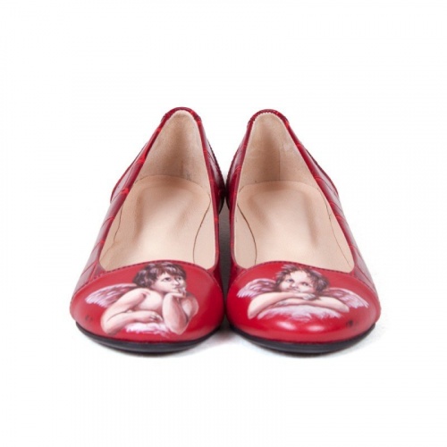 Балетки-лодочки "Ангелочки" - кожаные женские балетки ручной работы с рисунком на заказ |  Sumnizza фото 6