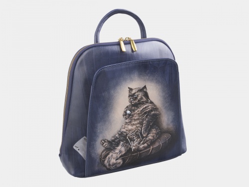 Женский рюкзак красивый стильный с росписью "Кот Бегемот" ручной работы с рисунком и вышивкой на заказ - Sumnizza фото 2