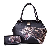 Комплект сумка и кошелек с ручной росписью "Ирбис" фото