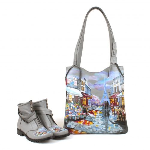 Женские ботинки с ремешками "Париж" - кожаные женские ботильоны и балетки ручной работы с рисунком на заказ | Sumnizza фото 3