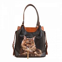 Многослойная сумка с росписью "Рыжий кот" на заказ