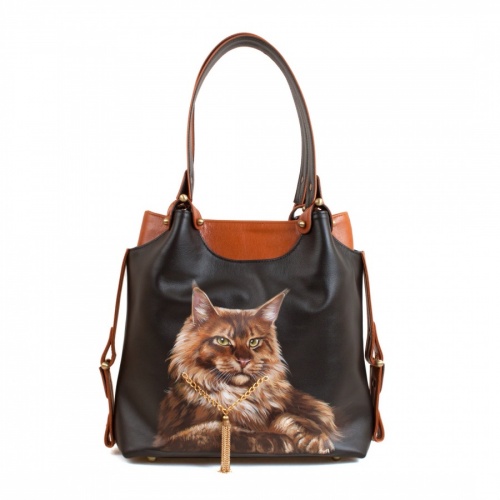Многослойная сумка с росписью "Рыжий кот" на заказ | Sumnizza