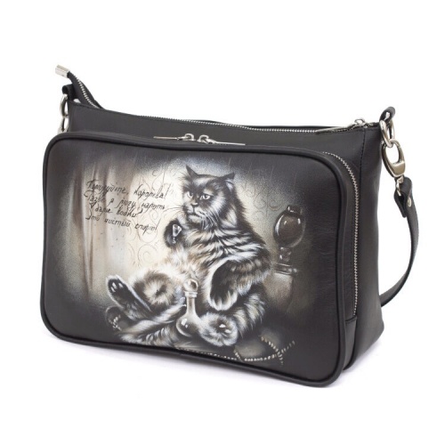 Сумка с тремя отделениями с росписью "Кот Бегемот" на заказ | Sumnizza фото 4