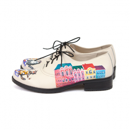 Комплект полуботинки и сумка шоппер "Питерские коты" - кожаный женский набор рюкзак и ботинки ручной работы с рисунком |  Sumnizza фото 7