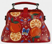 Сумка саквояж с рисунком "Апельсины" ручной работы с рисунком и вышивкой на заказ
