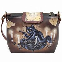 Кожаная сумка с росписью "На прицеле у Кота Бегемота" на заказ