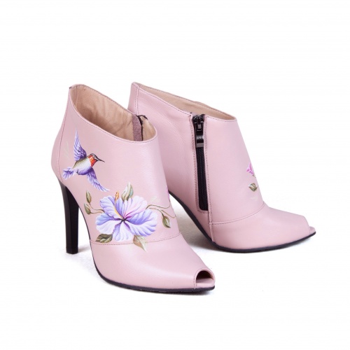 Комплект саквояж и ботильоны "Колибри" - кожаный женский набор рюкзак и ботинки ручной работы с рисунком |  Sumnizza фото 6