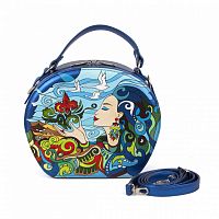 Полукруглая сумка из кожи "Степная краса" ручной работы на заказ