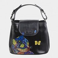 Сумка через плечо женская с росписью "Кот с бабочкой" на заказ