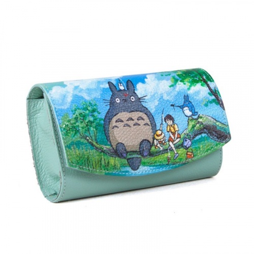 Прикольный женский кошелек "Мой сосед Тоторо" - кожаный женский кошелек-портмоне ручной работы с рисунком на заказ |  Sumnizza фото 3