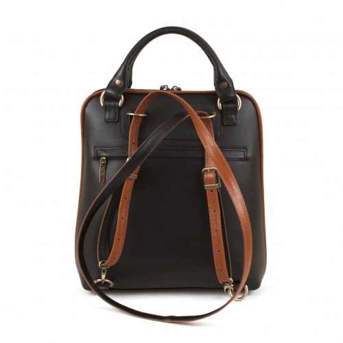 Кожаная сумка рюкзак с росписью "Рысь" ручной работы с рисунком и вышивкой на заказ
 фото 2