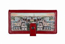 Женский кожаный кошелек с принтом "Любимый Париж" ручной работы с рисунком на заказ