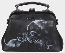 Женский саквояж с рисунком "Знакомство" ручной работы с рисунком и вышивкой на заказ
