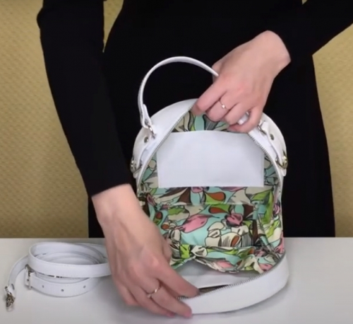 Полукруглая женская сумка с росписью "Ван Гог Звездная ночь" - круглая кожаная женская сумка ручной работы с рисунком |  Sumnizza фото 3