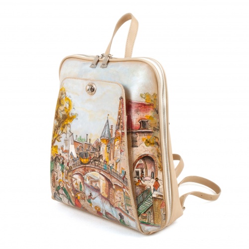 Женский стильный городской рюкзак ручной работы "Старый город" ручной работы с рисунком и вышивкой на заказ - Sumnizza фото 3