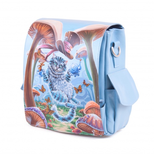 Кожаная сумка рюкзак с рисунком "Чешир в грибах" ручной работы с рисунком и вышивкой на заказ
 фото 4