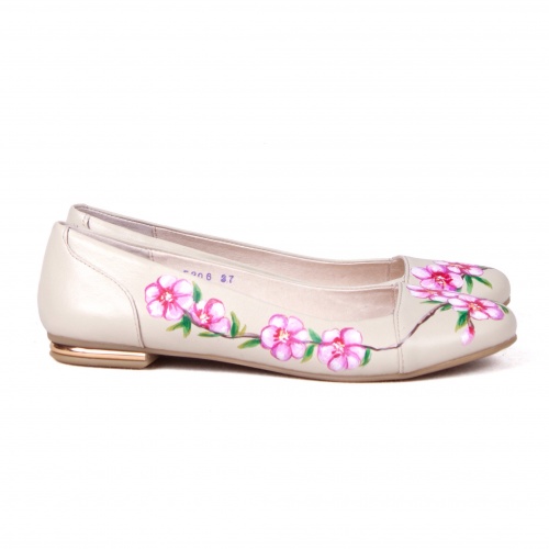 Цветные балетки "Сакура" - кожаные женские балетки ручной работы с рисунком на заказ |  Sumnizza фото 3