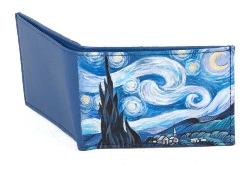 Кожаный кошелек для карт и купюр с рисунком "Вспоминая Ван Гога" - кожаный женский кошелек-портмоне ручной работы с рисунком на заказ |  Sumnizza