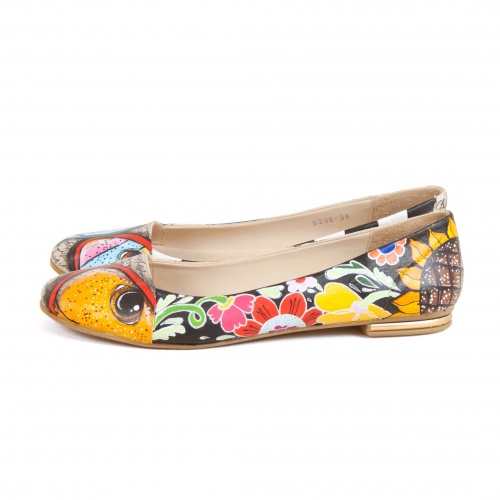 Яркие балетки "Этно рыбы" - кожаные женские балетки ручной работы с рисунком на заказ |  Sumnizza фото 2