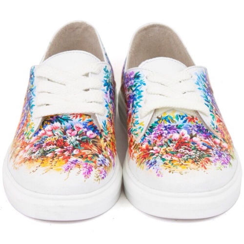 Белые кеды из кожи "Луговые цветы" - кожаные женские кеды и слипоны ручной работы с рисунком на заказ | Sumnizza фото 2