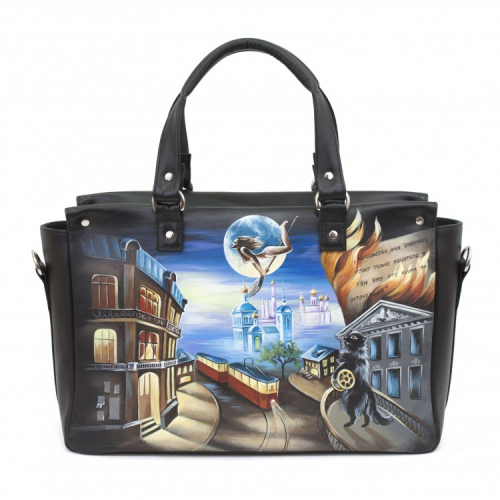 Комплект кожаные сапоги и сумка "Мастер и Маргарита" - кожаный женский набор рюкзак и ботинки ручной работы с рисунком |  Sumnizza фото 3