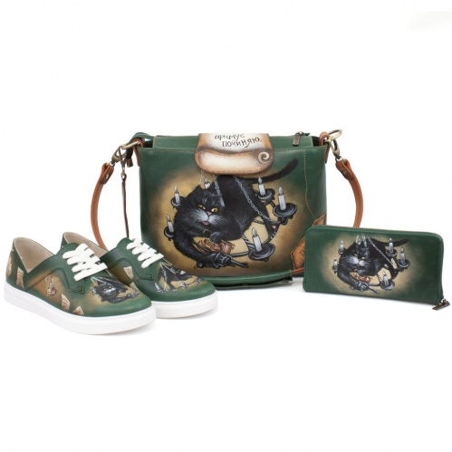 Кожаные кеды ручной работы "Кот Бегемот" - кожаные женские кеды и слипоны ручной работы с рисунком на заказ | Sumnizza фото 6