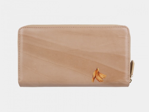 Кошелек с отделением для телефона с росписью "В золотой клетке" - кожаный женский кошелек-портмоне ручной работы с рисунком на заказ |  Sumnizza фото 3