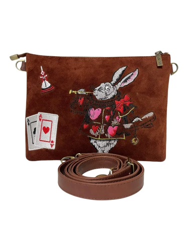 Сумка через плечо из натуральной кожи и замши с вышивкой «Кролик» — кросс боди с принтом на заказ фото 2