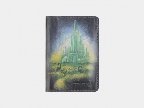 Кожаная именная обложка на паспорт "Изумрудный город" - кожаный женский кошелек-портмоне ручной работы с рисунком на заказ |  Sumnizza