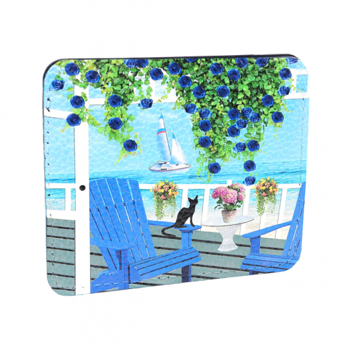 Кожаный холдер для карт с фото-принтом "Лазурный берег" - кожаный женский конверт для карт, холдер ручной работы с рисунком |  Sumnizza фото 2