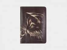 Обложка на паспорт в подарок "Знакомство" — женский кожаный кошелек-портмоне ручной работы с рисунком на заказ