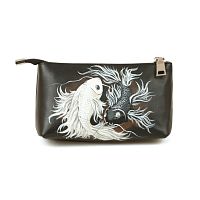 Косметичка кожаная женская среднего размера с рисунком ручной работы на заказ "Рыбки" | Купить в интернет магазине
