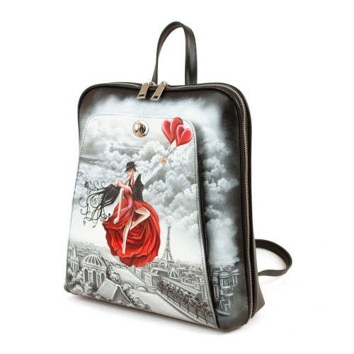 Стильный рюкзак женский городской с рисунком "Под небом Парижа" ручной работы с рисунком и вышивкой на заказ - Sumnizza фото 7