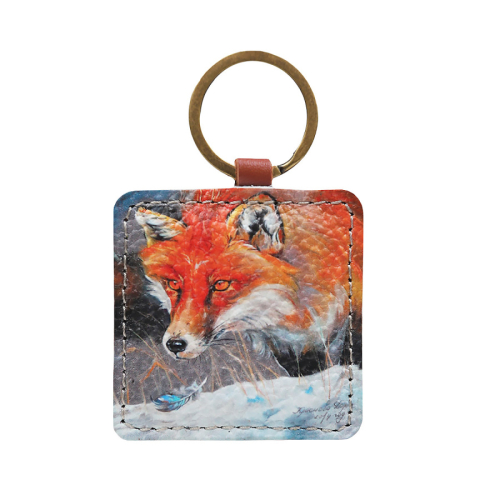 Кожаный брелок для ключей ручной работы с фото принтом «Лисичка» - кожаная ключница ручной работы с рисунком на заказ |  Sumnizza