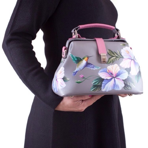 Комплект балетки и кожаный саквояж "Колибри" - кожаный женский набор рюкзак и ботинки ручной работы с рисунком |  Sumnizza фото 7