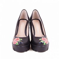 Женские кожаные туфли с рисунком по коже "Розы" фото