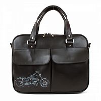 Сумка портфель из натуральной кожи "Гонщик" с рисунком ручной работы на заказ
