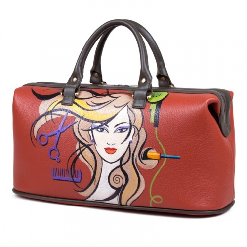 Удлиненный саквояж "Саквояж парикмахера" - кожаный дорожный саквояж ручной работы с рисунком на заказ |  Sumnizza фото 2