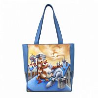 Женская сумка шоппер с росписью "Питерские коты" - ручной работы на заказ