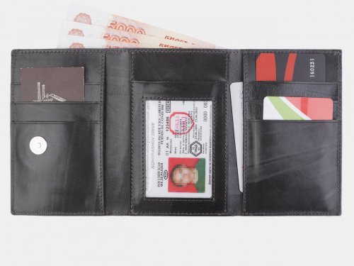 Небольшой складной кошелек в черном цвете с рисунком "Чеширский кот" - ручная работа - кожаный женский кошелек-портмоне ручной работы с рисунком на заказ |  Sumnizza фото 3