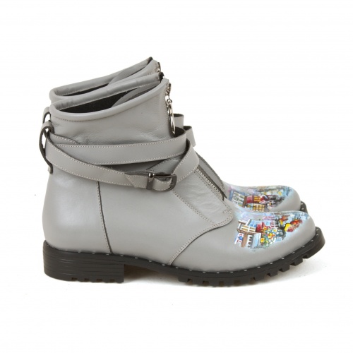 Женские ботинки с ремешками "Париж" - кожаные женские ботильоны и балетки ручной работы с рисунком на заказ | Sumnizza фото 5