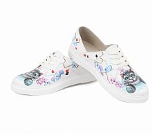 Кожаные красивые женские кеды "Чешир" - оригинальные женские кожаные и замшевые кеды и слипоны ручной работы с принтом, рисунком