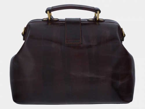 Женская коричневая сумка-саквояж с рисунком "Кошка и мышка" — женская кожаная сумка саквояж ручной работы с рисунком и вышивкой на заказ фото 2